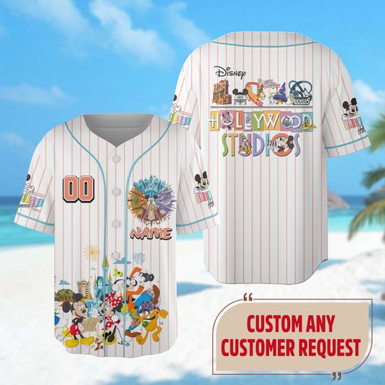 Custom Hollywood Studios Baseball Jersey, Mickey Mouse Jersey Team