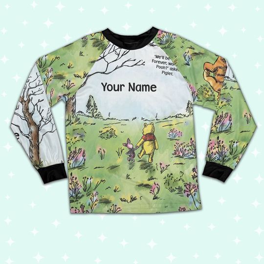Custom Disney Winnie the Pooh Artwork Colorful Pajamas, Custom Kid Youth Adult Pajamas, Pajamas Birthday Gift, Disney Vacation
