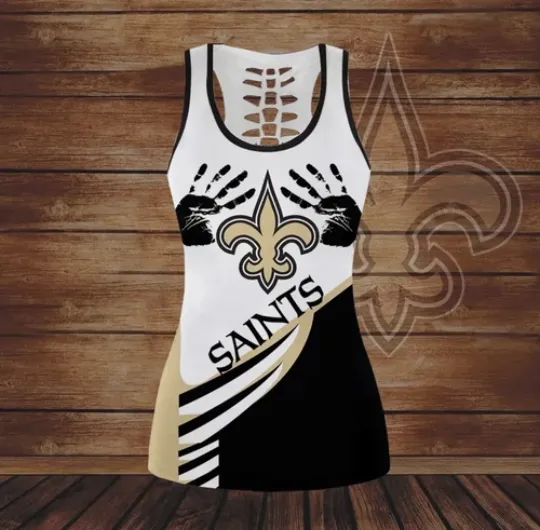New Orleans Saints Women's Black Tank Top  Leggings Set