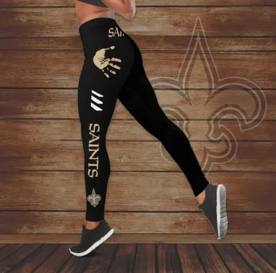 New Orleans Saints Women's Black Tank Top  Leggings Set