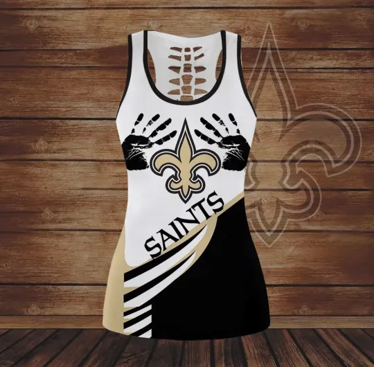 New Orleans Saints Women's Black Tank Top  Leggings Set