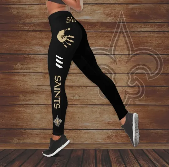 New Orleans Saints Women's Black Tank Top  Leggings Set