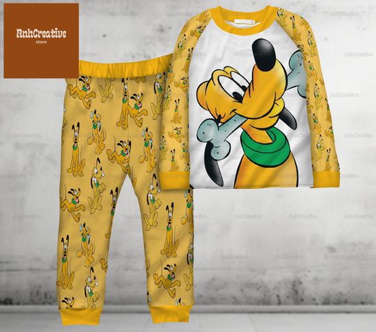 Pluto Family Pajamas Set, Disney Pluto Pajamas, Pluto Dog Pajamas