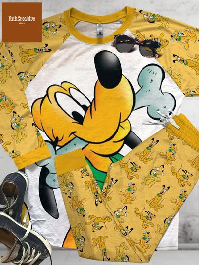 Pluto Family Pajamas Set, Disney Pluto Pajamas, Pluto Dog Pajamas