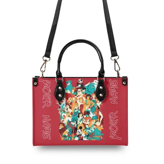Personalized Disney Family  New Version Luxury Women PU Leather Handbag, Gift