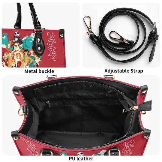 Personalized Disney Family  New Version Luxury Women PU Leather Handbag, Gift