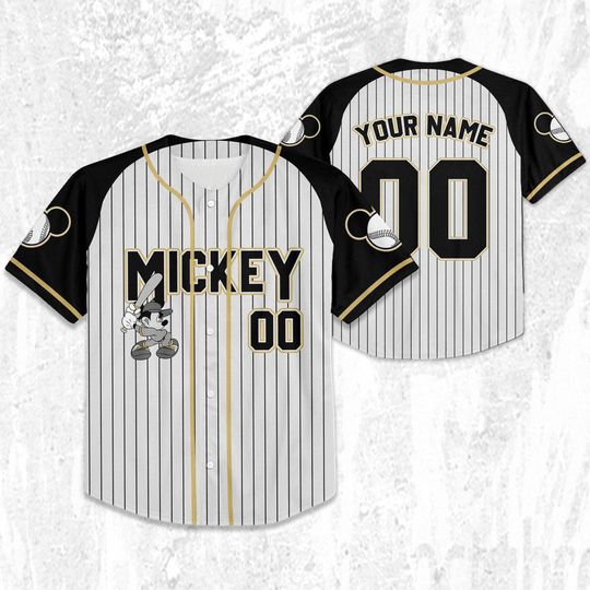 Personalize Disney Mickey Black Grey Color Jersey, Disney Baseball Jersey