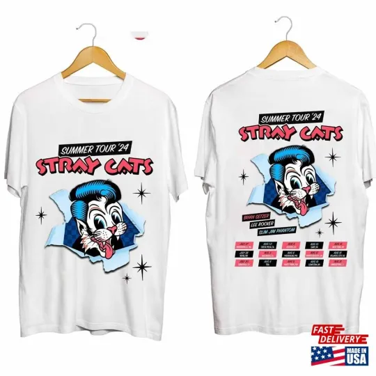 Stray Cats Summer Tour 2024 Double Sided Unisex T Shirt