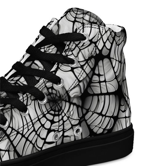 Mens Web Design high top canvas shoes