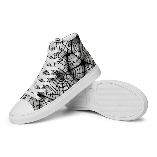 Mens Web Design high top canvas shoes