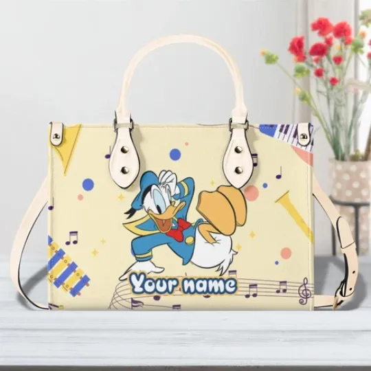 Personalize Donald Duck Women PU Leather Handbag – 3 Size, Gift For Family,