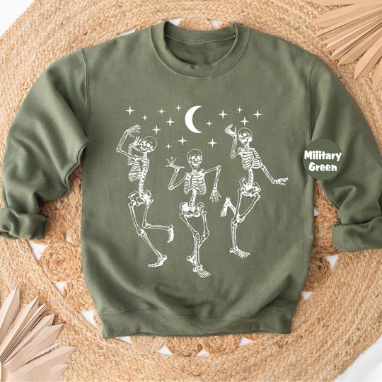 Dancing Skeleton Pumpkin Sweatshirt, Retro Halloween, Dancing Skeleton Halloween, Retro Fall Hoodie, Cute Fall Outfit, Cute Pumpkin Tee