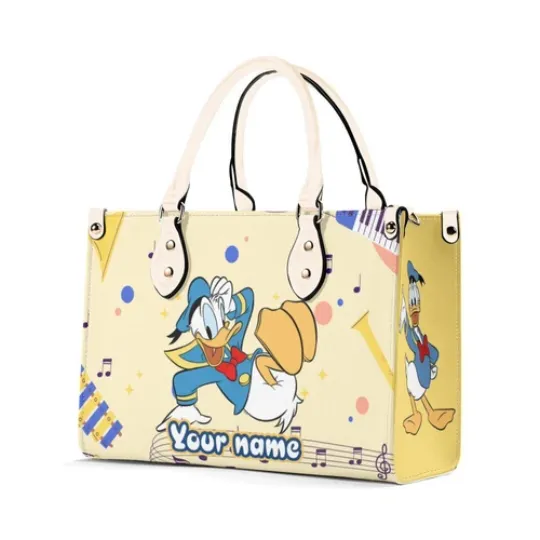 Personalize Donald Duck Women PU Leather Handbag – 3 Size, Gift For Family,