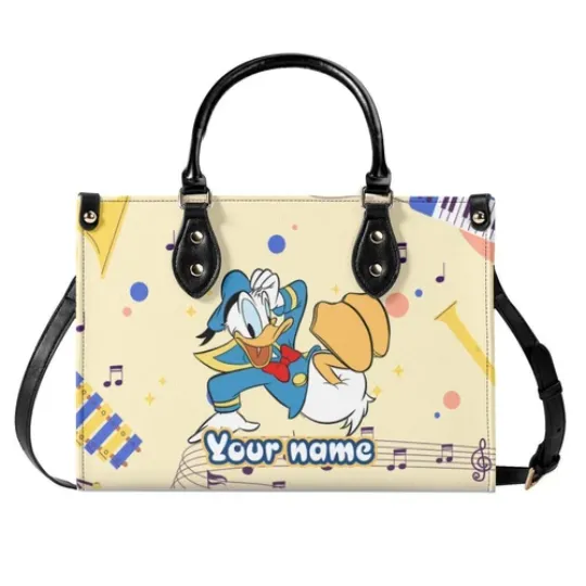 Personalize Donald Duck Women PU Leather Handbag – 3 Size, Gift For Family,