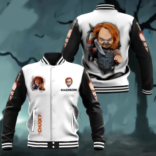 Personalized Halloween Chucky Doll Childs Play Horror Killers Baseball Jacket