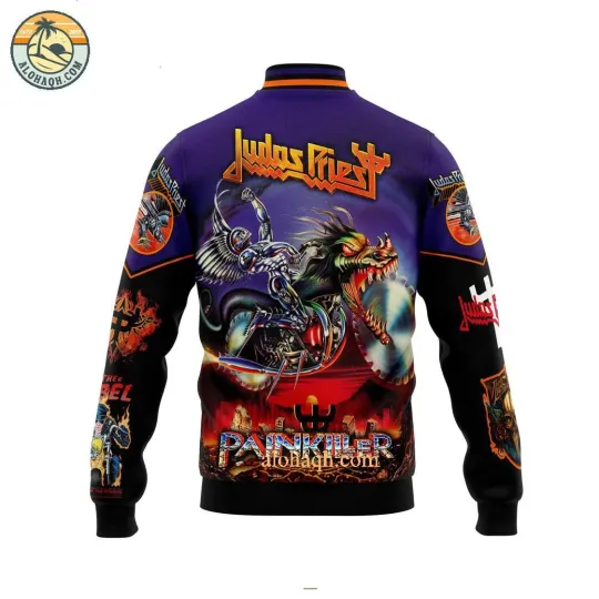 Judas Priest Painkiller Dragon Motorbike Baseball Jacket