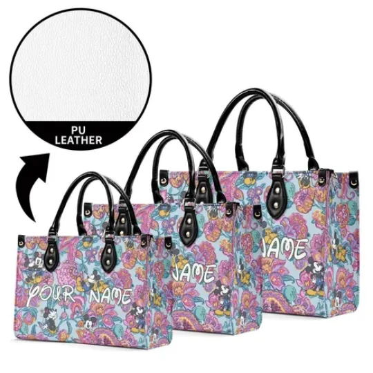 Personalized Mickey Leather Handbag, Disney Lethal Handbag, Gift For Her