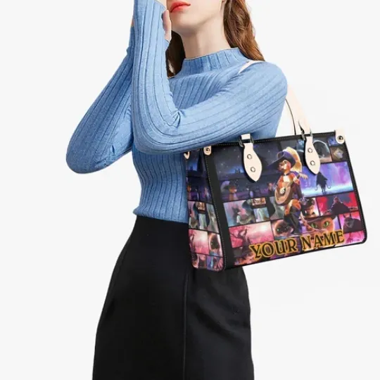 Personalized Puss In Boots Women PU Leather Handbag, Cartoon gift, gift for