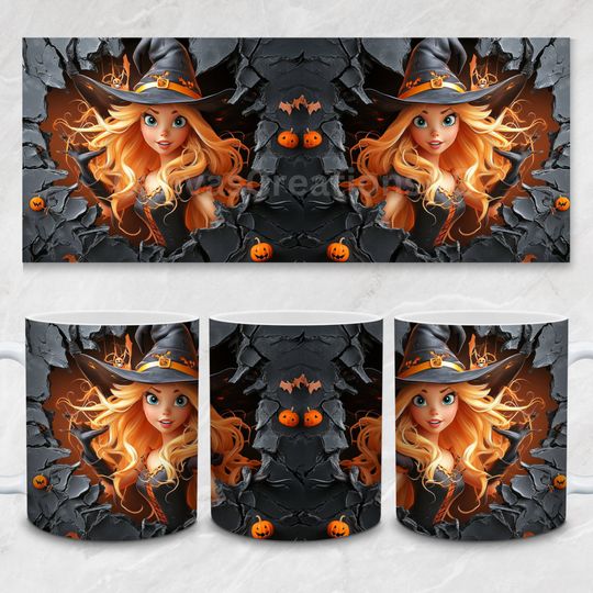 3D Halloween Mini Classic Cartoon Character Mug Wrap Resizable Mug Sublimation Wrap