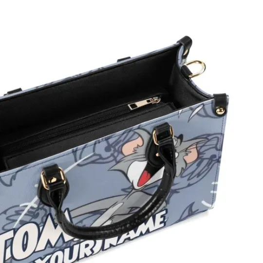 Personalized Tom Tom and Jerry Luxury Women PU Leather Handbag, Natural