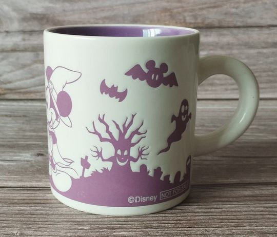 Vintage Mickey Mouse Halloween Mug, Collectible Disney Ceramic Mug, Spooky Purple and White Design, Perfect Gift for Disney Fans