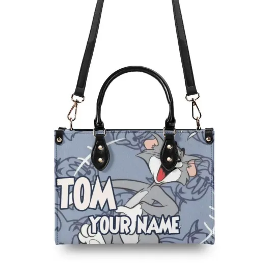 Personalized Tom Tom and Jerry Luxury Women PU Leather Handbag, Natural