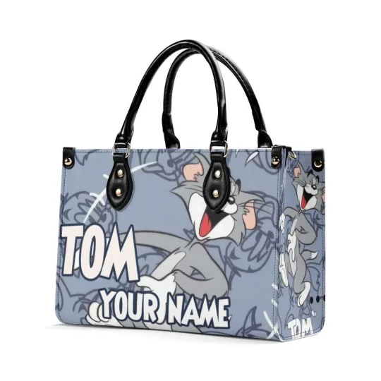 Personalized Tom Tom and Jerry Luxury Women PU Leather Handbag, Natural