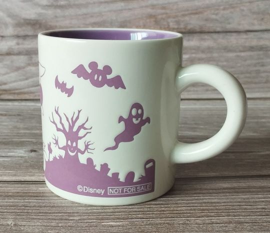 Vintage Mickey Mouse Halloween Mug, Collectible Disney Ceramic Mug, Spooky Purple and White Design, Perfect Gift for Disney Fans