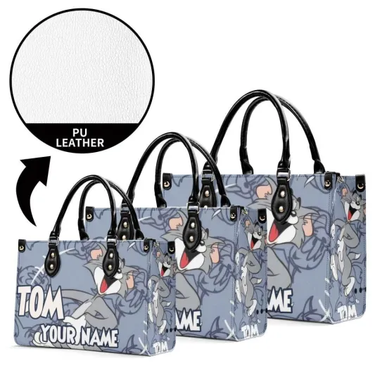 Personalized Tom Tom and Jerry Luxury Women PU Leather Handbag, Natural
