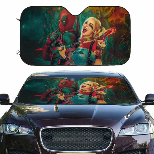 Deadpool Harley Quinn Car Sun Shade SUV Reflective Visor Windshield Block UV Ray