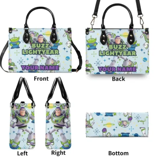 Personalized Buzz Lightyear Luxury Women PU Leather Handbag, Natural Material,
