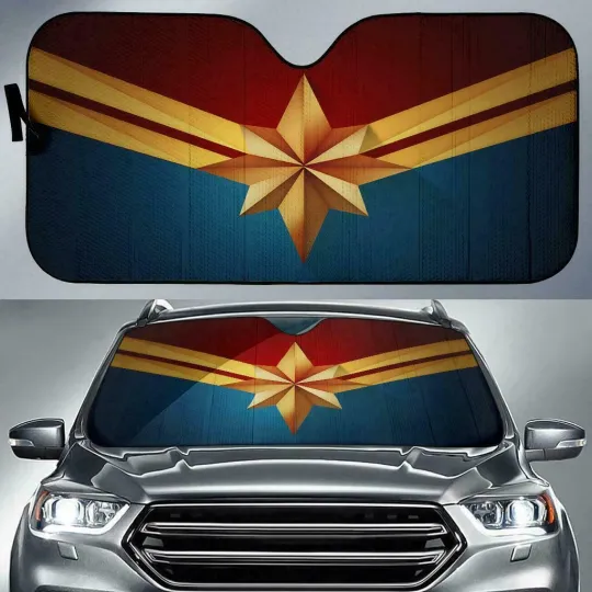 Captain Marvel Car SUV Sun Shade Pickup Reflective Visor Windshield Block UV Ray