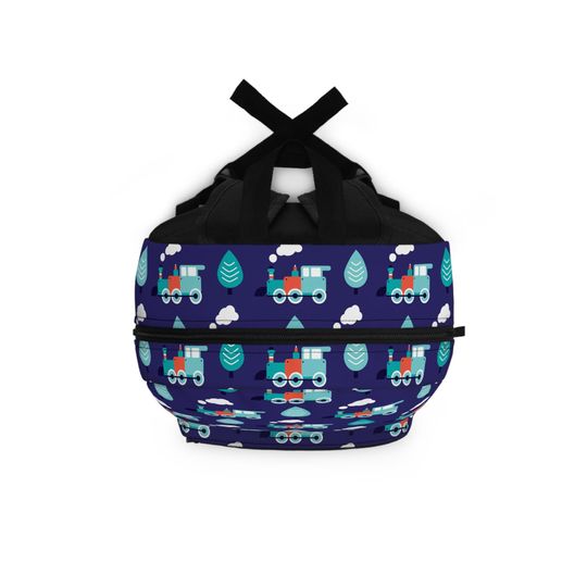 Blue Train Backpack Blue Backpack Blue Train Backpack, Blue Train Backpack, Matching Drink Bottle, Travel Backpack, Train Lover Gift