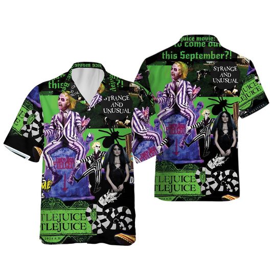 Beetlejuice Halloween Hawaiian Shirt, Adult Horror Button Up Shirt, Halloween Horror Friend Hawaii Shirt