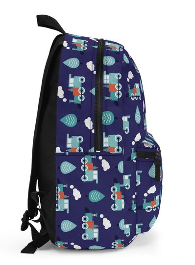 Blue Train Backpack Blue Backpack Blue Train Backpack, Blue Train Backpack, Matching Drink Bottle, Travel Backpack, Train Lover Gift