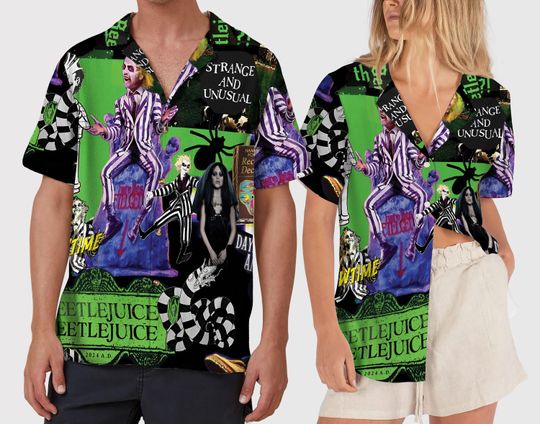 Beetlejuice Halloween Hawaiian Shirt, Adult Horror Button Up Shirt, Halloween Horror Friend Hawaii Shirt