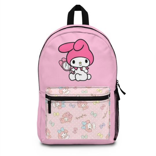 My Melody Kuromi Hello Kitty Pink Printed Trendy Backpack