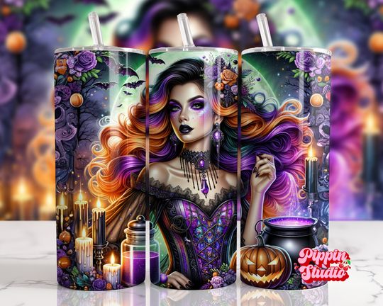 Witchy Halloween Tumbler Wrap, Funny Tumbler, 20 oz Skinny Sublimation Tumbler Design, Witch Cauldron Magic Potion Sublimation Design