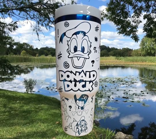 40oz  Laser Engraved Donald Duck Tumbler