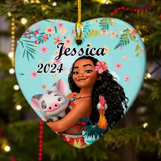 Personalized Native Princess Christmas Ornament, Princess And Pig Pet Customized 2024 Christmas Tree Decor, Princess Hei Hei Gift For Kid