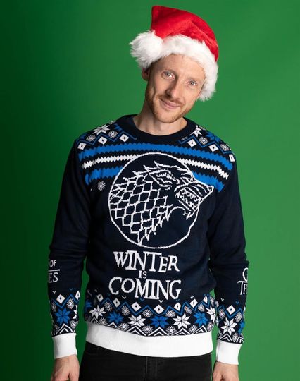 Game of Thrones Adults Christmas Jumper Mens Blue Knitted Sweater