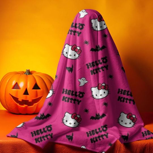 Pink Hello Kitty Halloween Fleece Blanket | Kids Gift