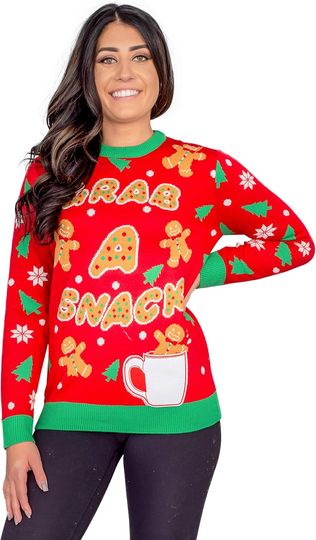 Grab a Snack Gingerbread Ugly Christmas Sweater