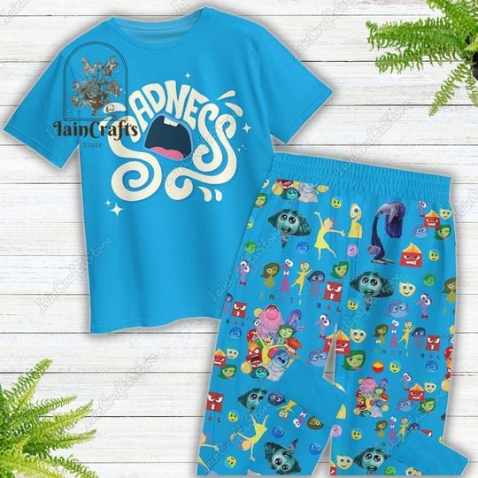 Halloween Inside Out Sadness Shirt, Disney Inside Out 2 Pajamas Set