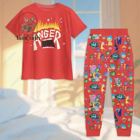 Halloween Disney Inside Out Pajamas Set, Inside Out Anger Shirt