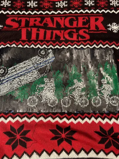 New W/tags Stranger Things Ugly Christmas sweater sz 2XL Reversible Sequins Cool