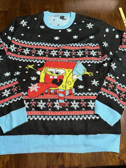 Sponge Bob Mens Ugly Christmas Sweater Size Large New