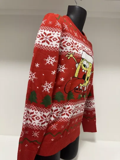 NWT SpongeBob Red Ugly Christmas Sweater Men’s Size Small