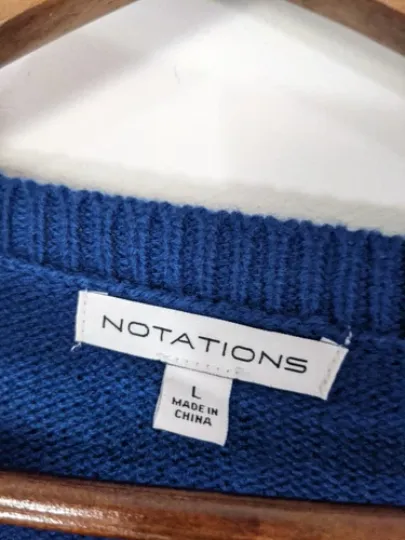 NWT Notations Christmas Holiday Ugly Sweater Womens Blue Polar Bear Snow Size L