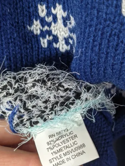 NWT Notations Christmas Holiday Ugly Sweater Womens Blue Polar Bear Snow Size L